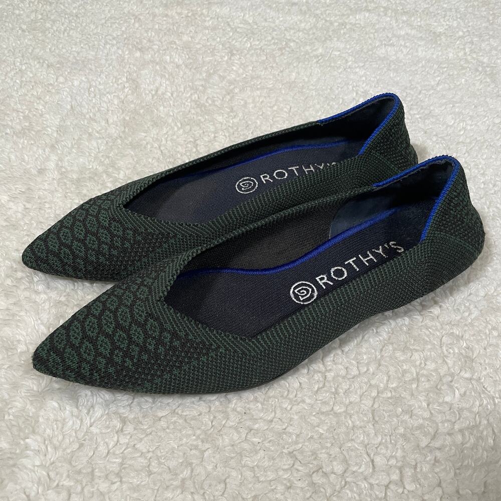 Rothy's The Point Emerald Green Python Ballet Fla… - image 2